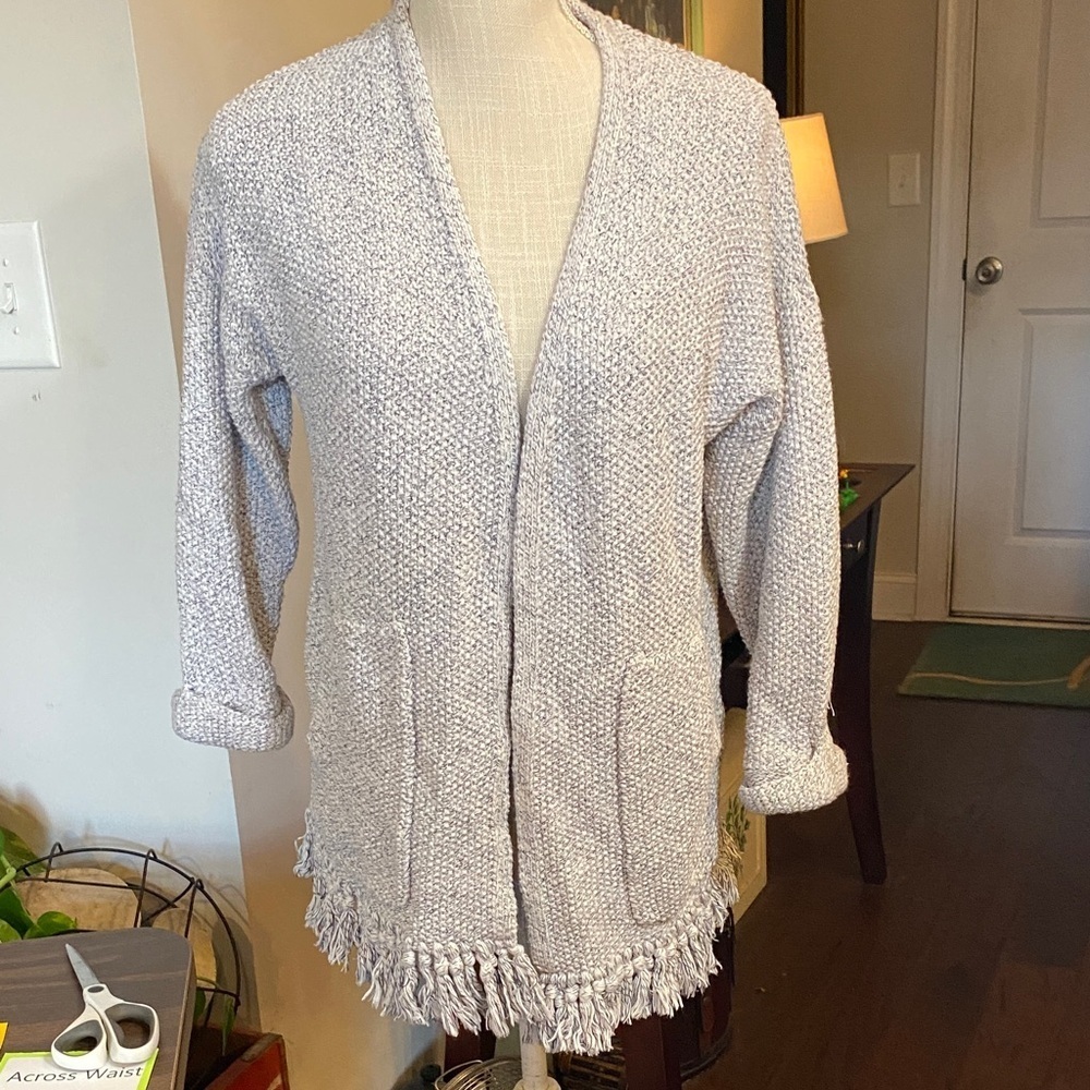 Madewell Cozy Fringe Hem Women's Sweater - Light Gray size xs